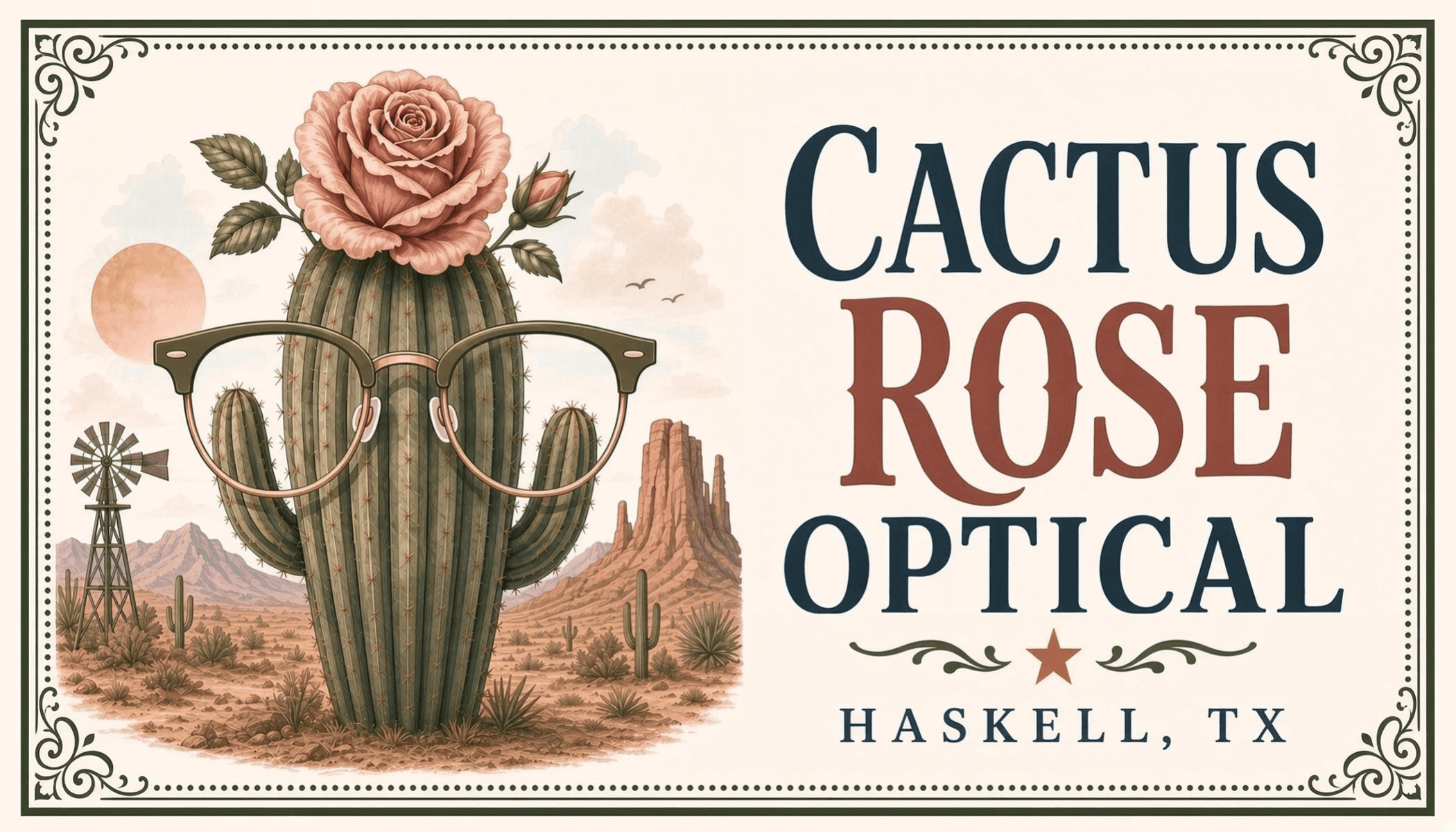 Cactus Rose Optical — business card front